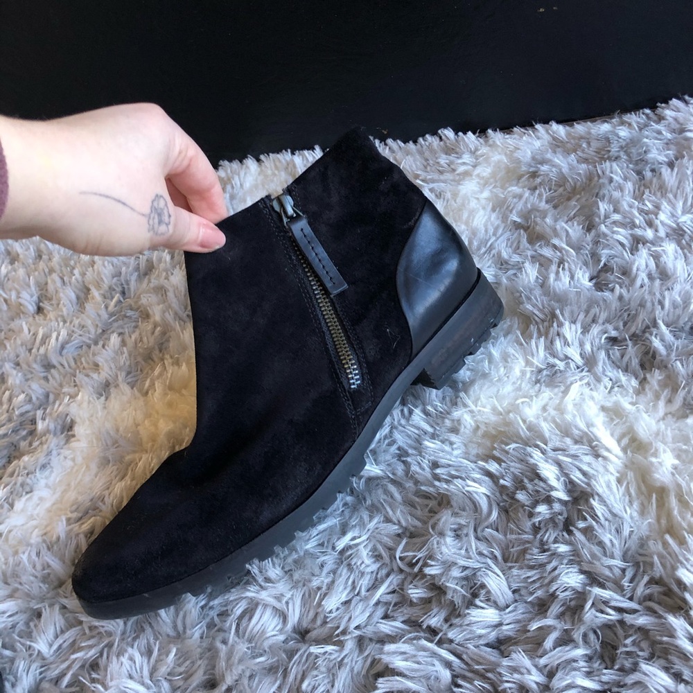 Paul Green Black Suede Ankle Boots Size 7